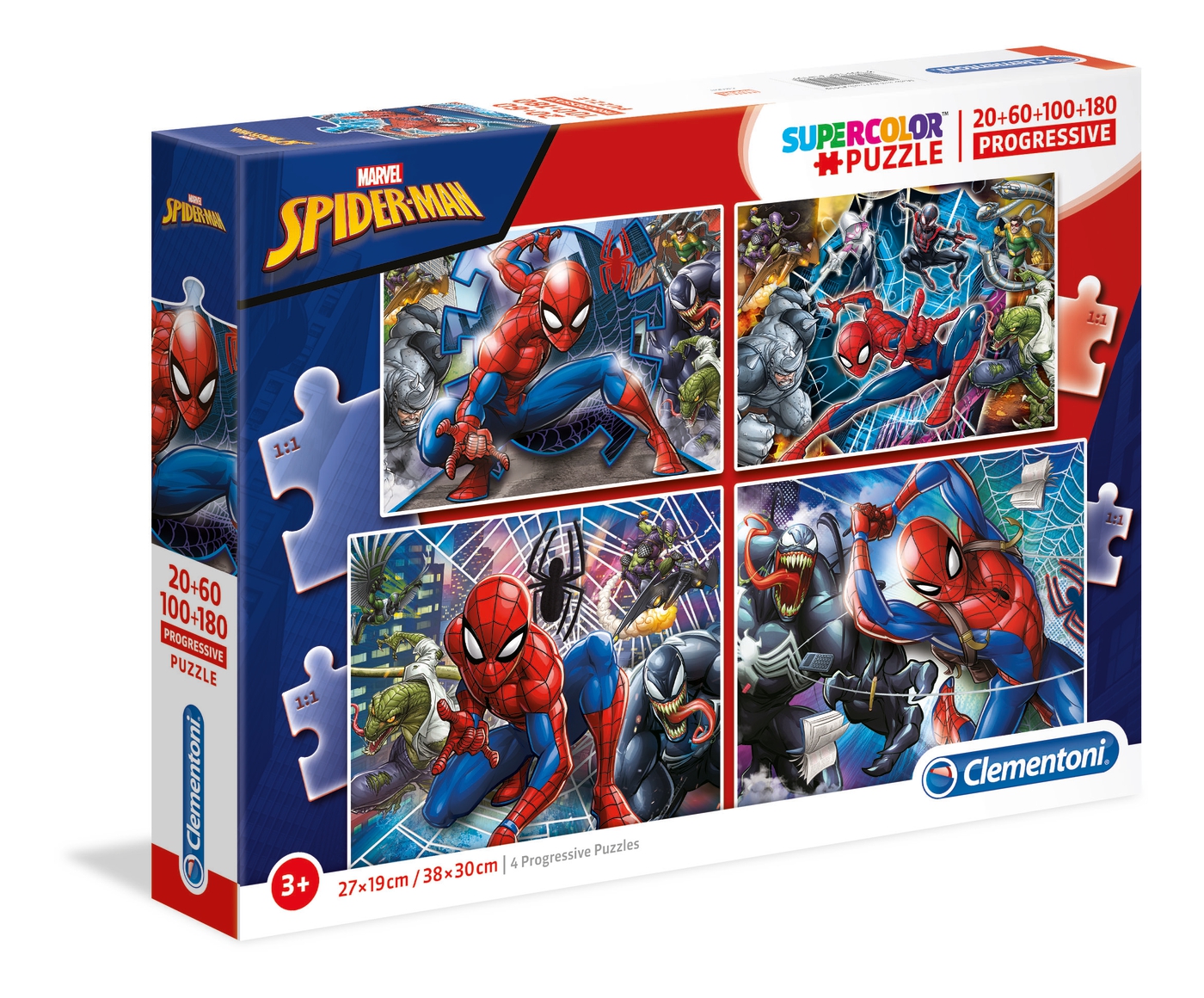 Marvel Spider-Man - 20+60+100+180 pcs - Supercolor Puzzle - Clementoni