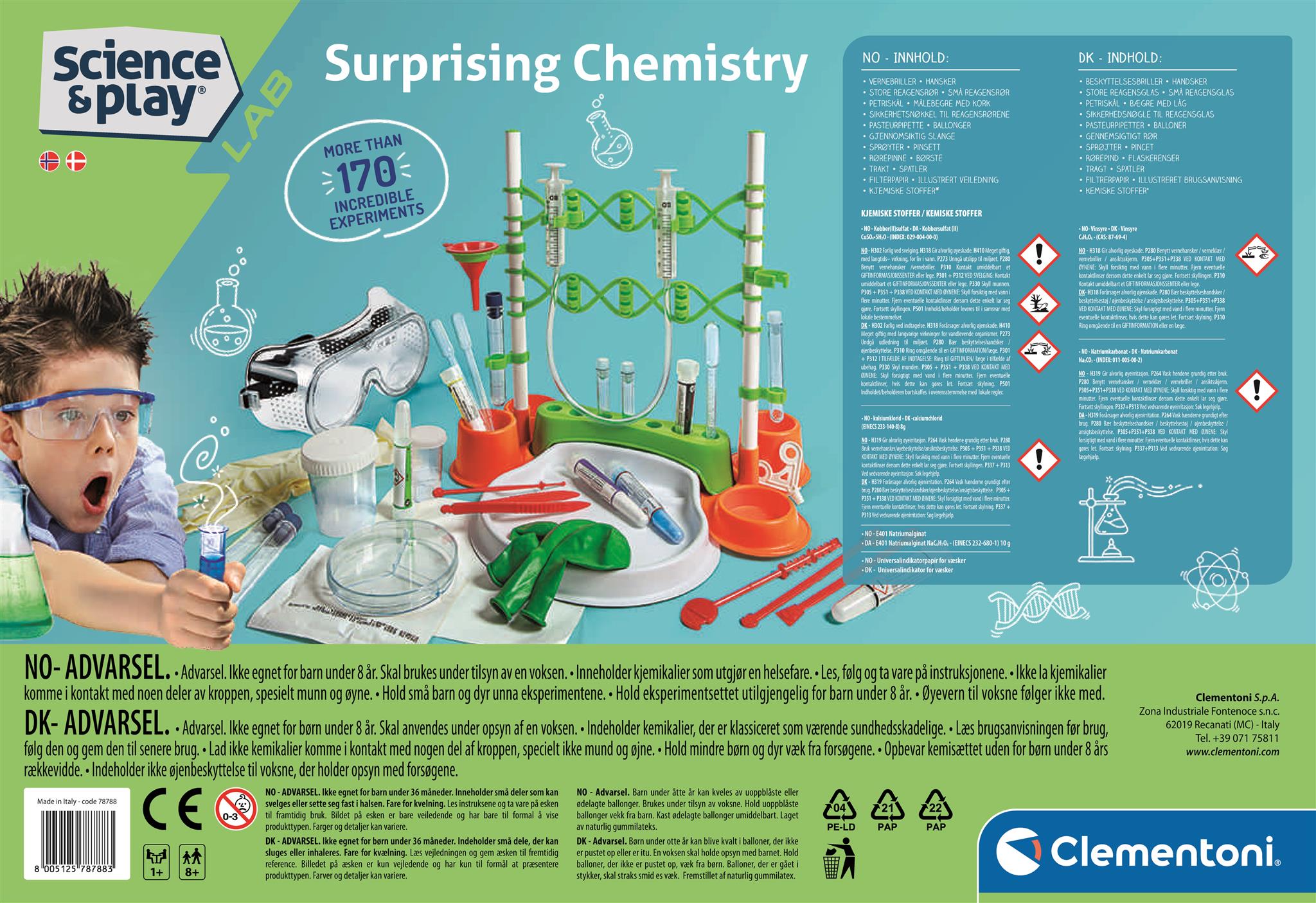 Clementoni Sciences & Play Amazing Chemistry Scientific 180 expériences années 8+ 