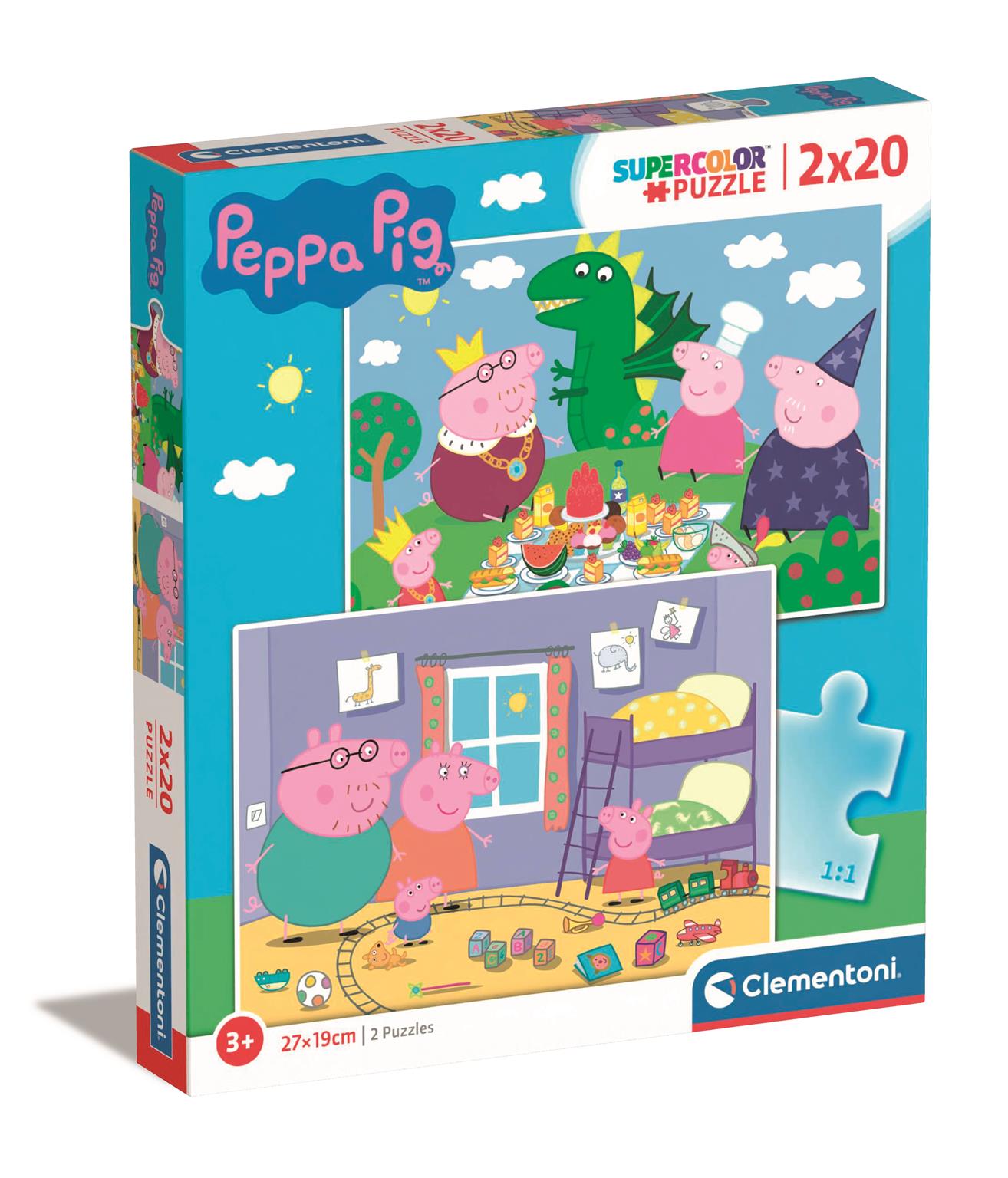 Peppa Pig 2x20 piezas Supercolor Puzzle Clementoni
