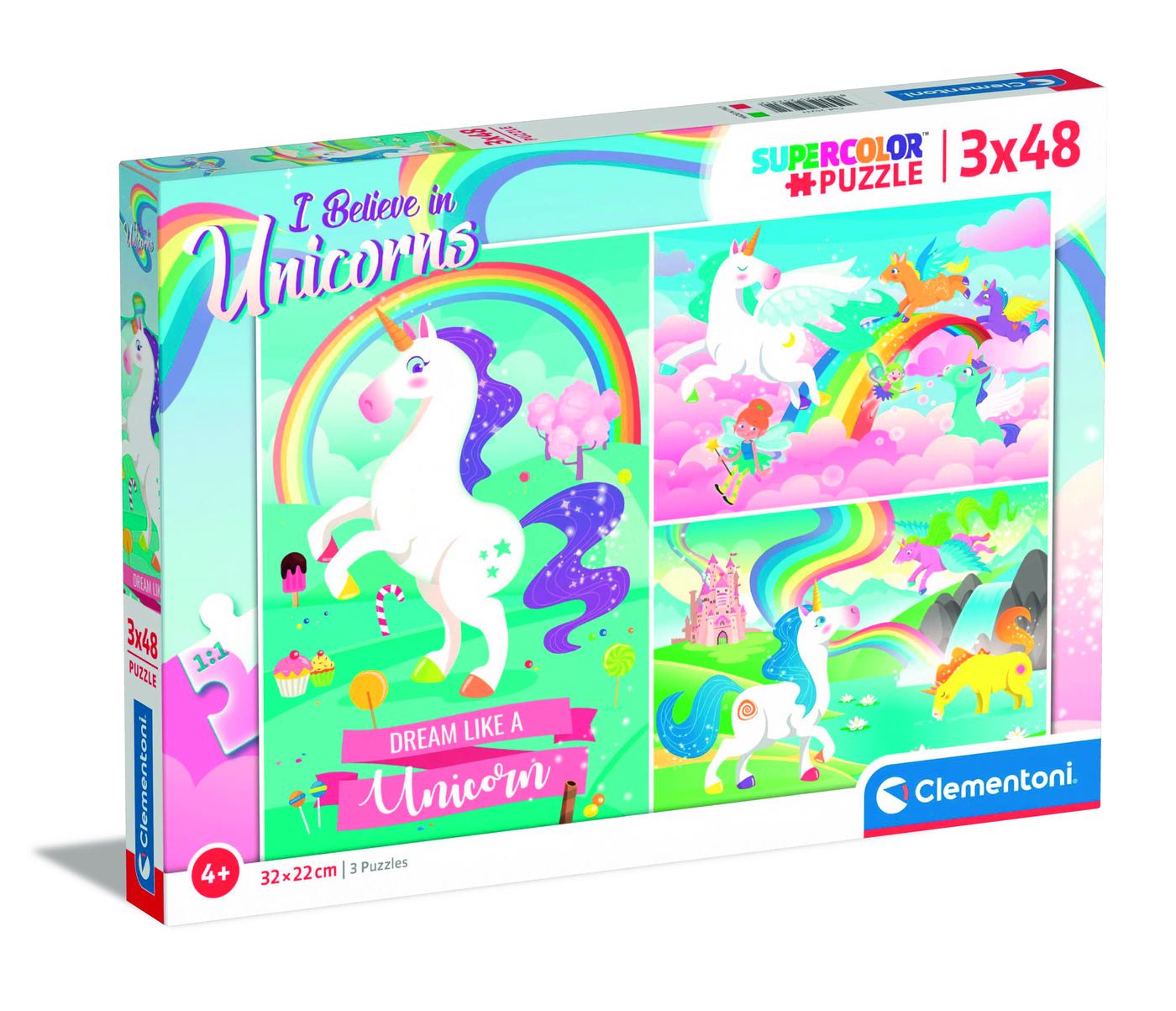 Kinderpuzzle Puzzle Kinder & Spiele Motiv I Believe in Unicorns 3x48 Teile Neu 