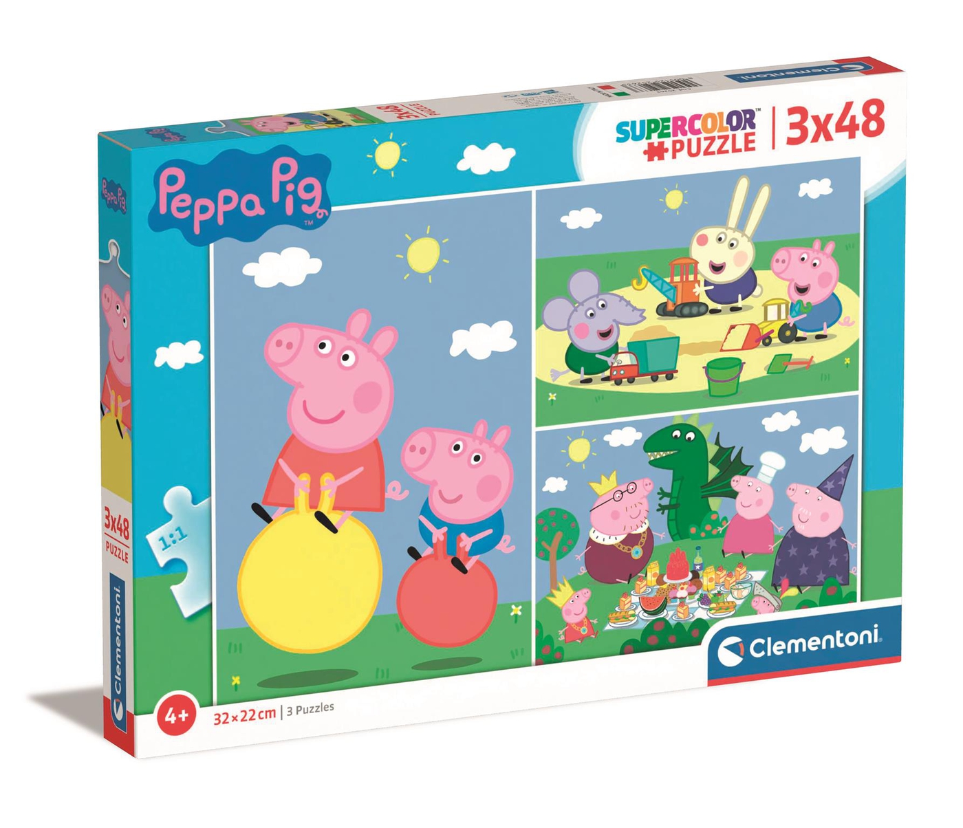 Peppa Pig 3x48 piezas Supercolor Puzzle Clementoni