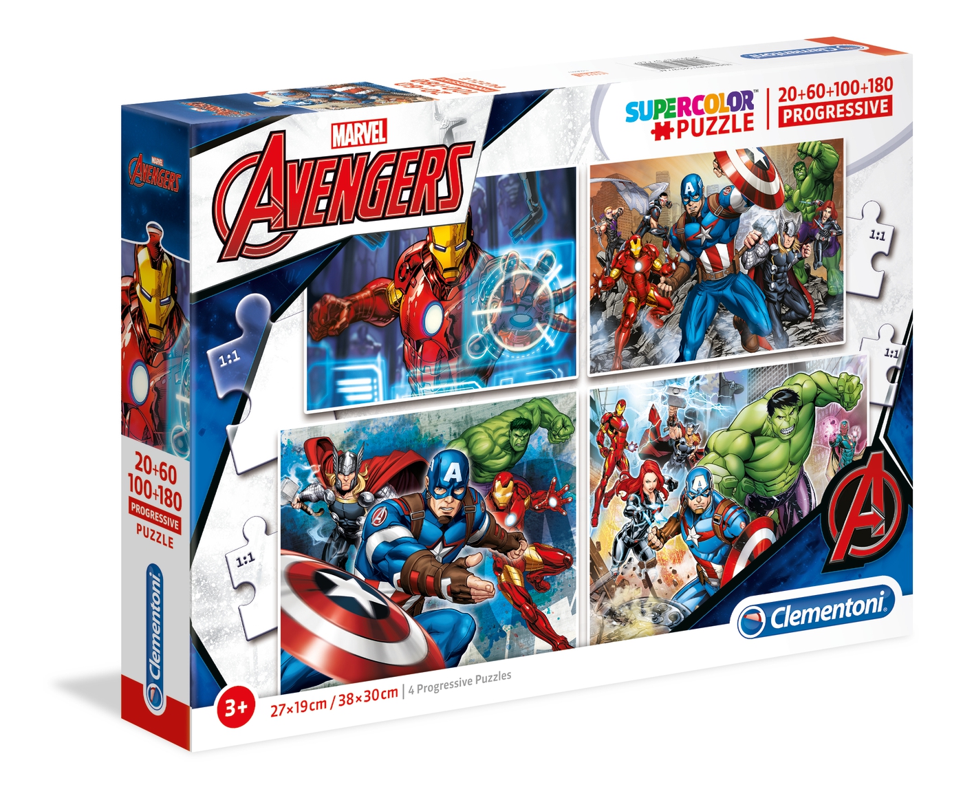 Marvel The Avengers 20+60+100+180 pièces Supercolor Puzzle Clementoni