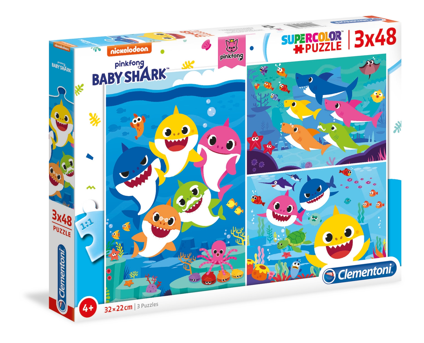 Baby Shark 3x48 pièces Supercolor Puzzle Clementoni