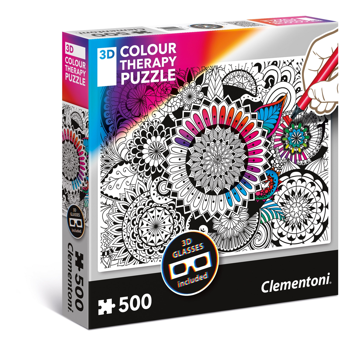 Mandala 500 pièces 3D Colour Therapy Puzzle Clementoni