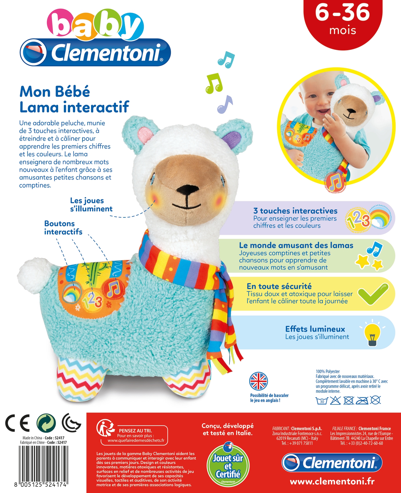 Mon Bebe Lama Interactif Clementoni Mon Bebe Lama Interactif Clementoni