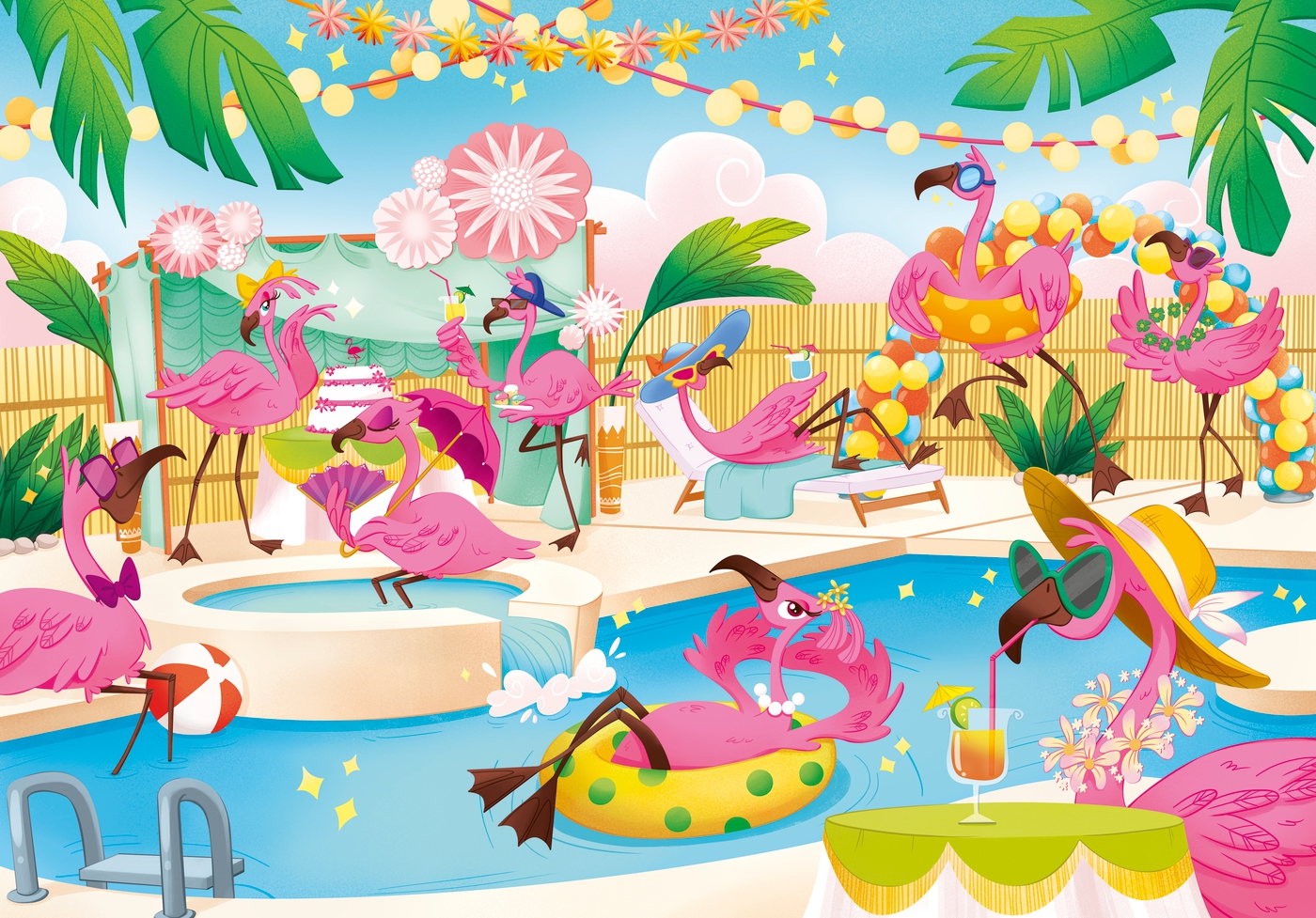 Flamingos party 104 el. Brilliant Puzzle Clementoni
