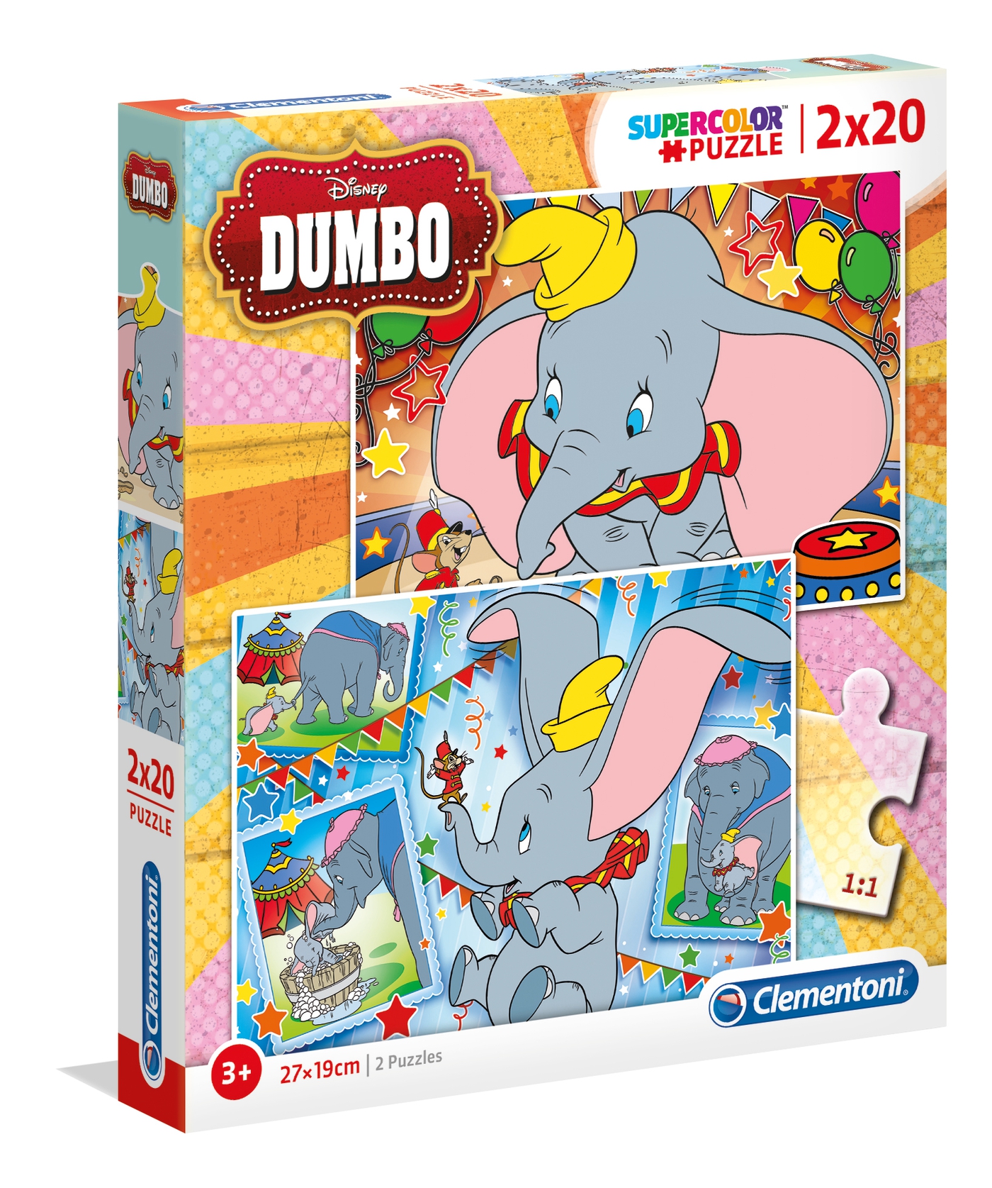 Disney Dumbo 2x20 peças Supercolor Puzzle Clementoni