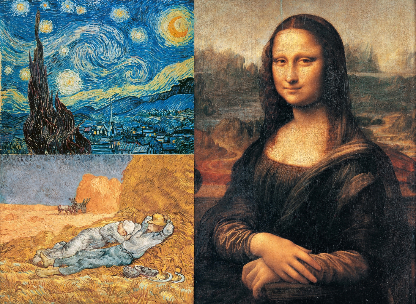 Starry night - Van Gogh + Mona Lisa - Leonardo da Vinci - 3x1000 pcs -  Museum Collection - Clementoni