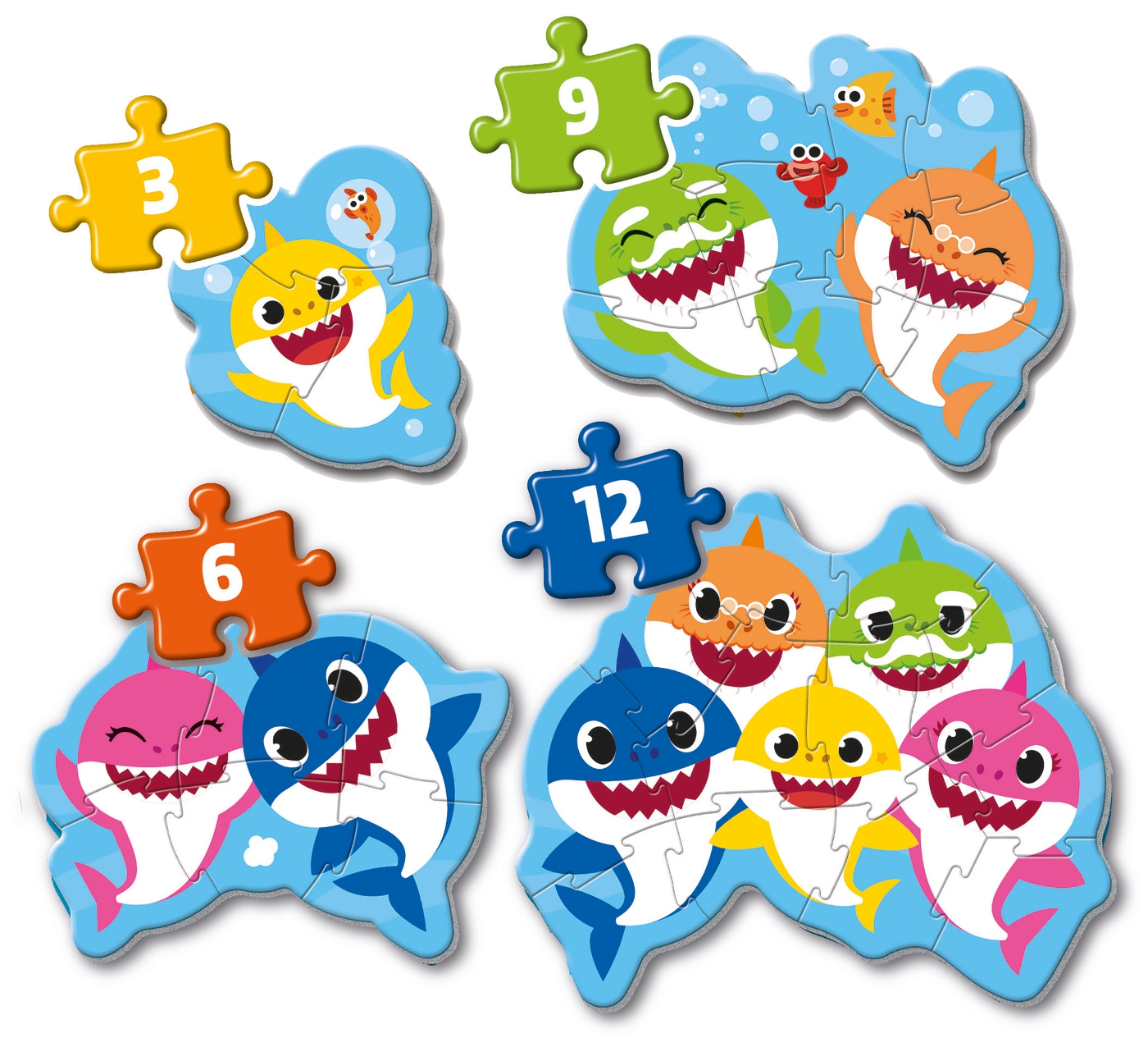Baby Shark 3+6+9+12 parça My First Puzzle Clementoni