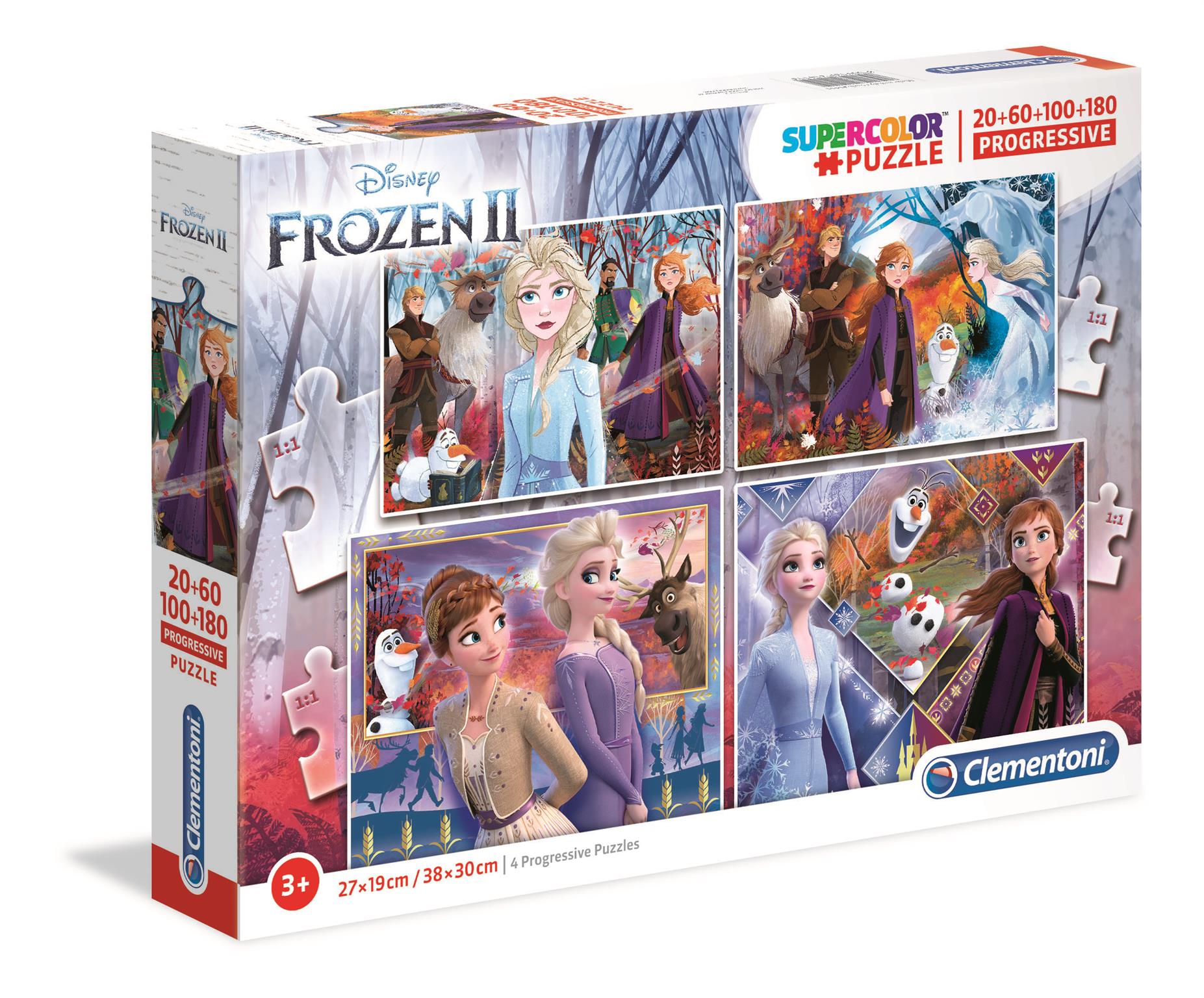 Disney Frozen 2 20+60+100+180 parça Supercolor Puzzle Clementoni