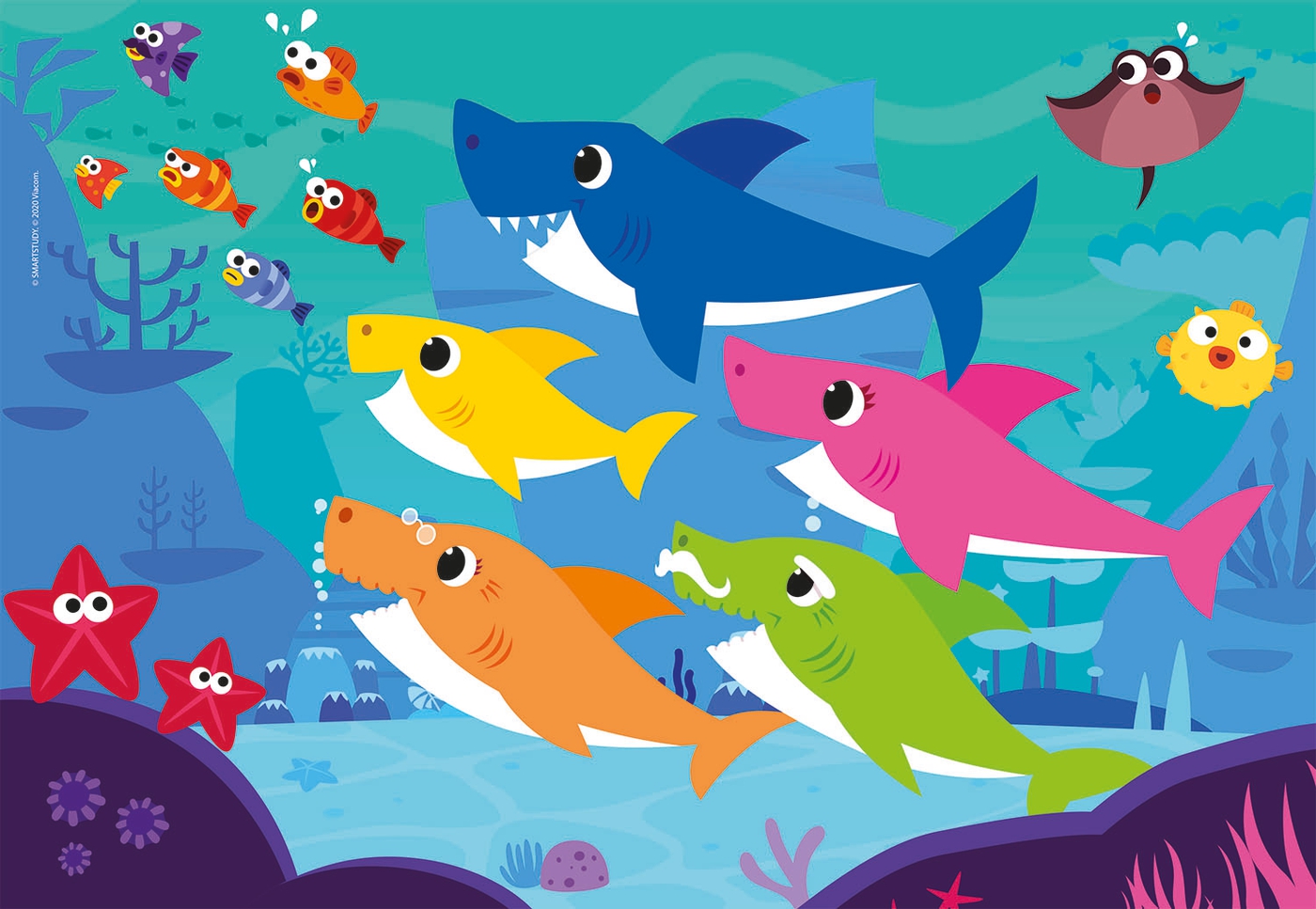 Baby Shark 3x48 parça Supercolor Puzzle Clementoni